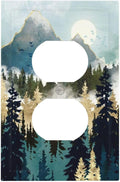 Boho Mountain Forest Abstract Sunset Sunrise Sun Single Duplex Wall Plate Covers Light Switch Cover 1 Gang Outlet Plate Decorative Switchplate Covers Electrical Faceplate for Bathroom Bedroom