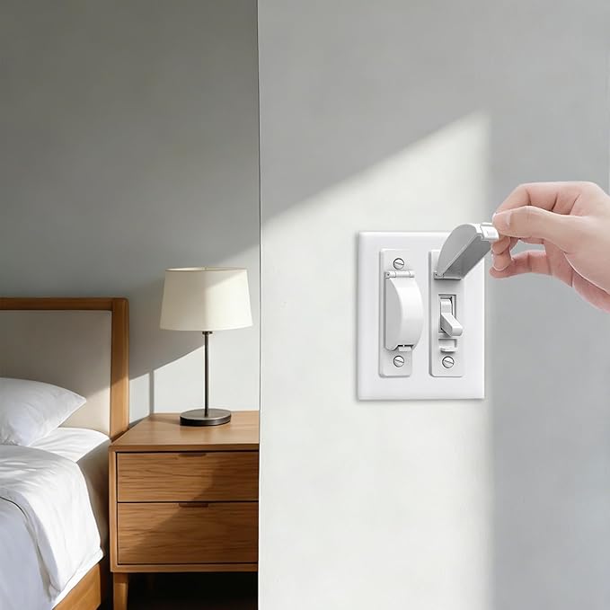Light Switch Cover Guard, Child Proof Switch Guard 2 Pack for Toggle Switch, Prevent Kids from Turning Lights On/Off, Easy Install Wall Switch Protector (White)