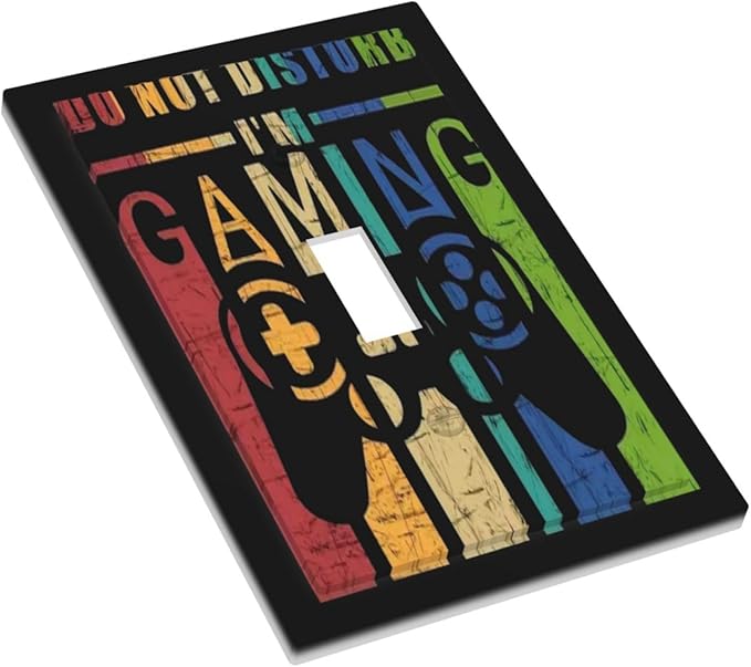 Teen Boys Kids Video Playing Gaming 1 Gang Toggle Light Switch Cover One Gang Jumbo Size Funny Fun Gamepad Gamer Control Electrical Single Toggle Switch Wall Plate Decorative Outlet Faceplates Cover