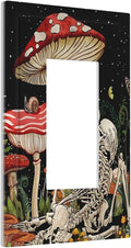 Mushroom Skull Skeleton Moon Single Rocker Outlet Wall Plate Decorative 1 Gang Light Switch Cover Star Plants Flora Decora Electrical Gfci Switchplate for Kitchen Bathroom Home Decor