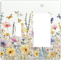 Wildflowers Colorful Flower Butterfly Floral Outlet Covers 1 Toggle 1 Rocker Combination Decorative Wall Plate Electrical Switch Plates Light Switch Cover Plate for Farmhouse Bedroom Decor