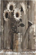 Rustic Floral Country Sunflower Daisy Old Wooden Boards Light Switch Cover Plate 1 Gang No Device Blank Electrical Wall Plates Faceplate Decorative Switch Plate Covers for Farmhouse Home Decor
