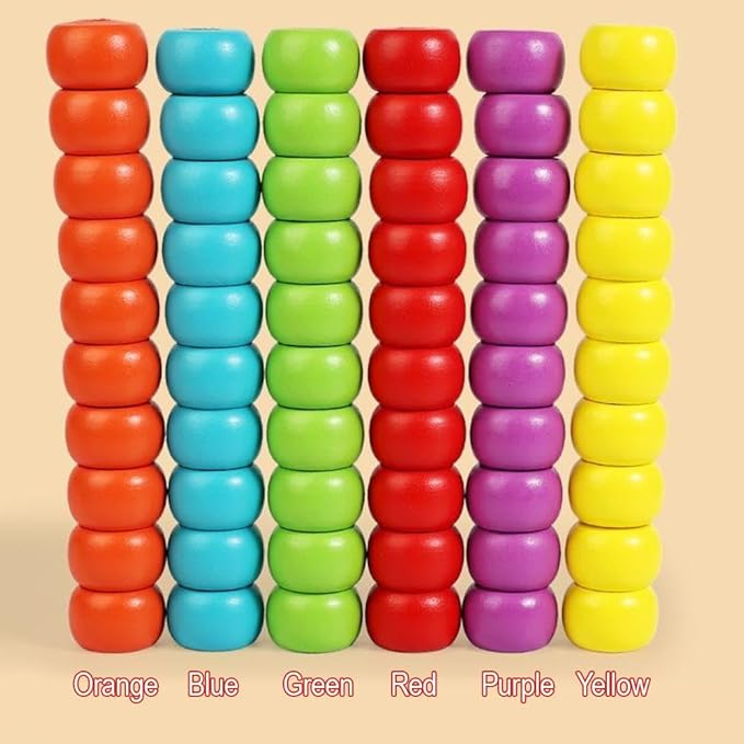 Color Stack Challenge, Wooden Color Matching Stacking Puzzle Game, Color Recognition Sensory Tabletop Brain Teaser Educational for Ages 3 and Up Boys Girls Gift