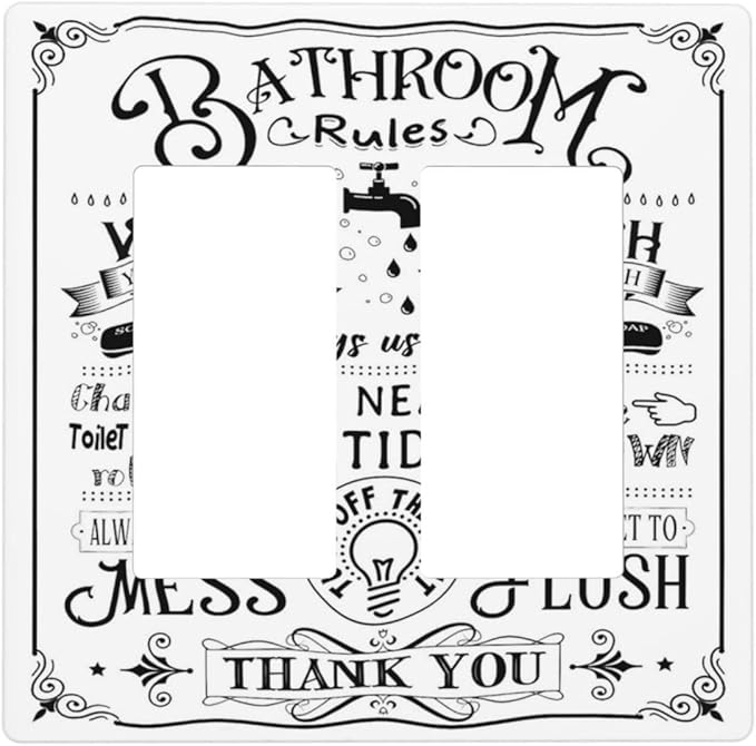 Bathroom Wash Inspirational Quote 2 Gang Double GFCI Rocker Rocker/Decorator Light Switch Cover Decorative Outlet Wall Plate Electrical Faceplate Screwless