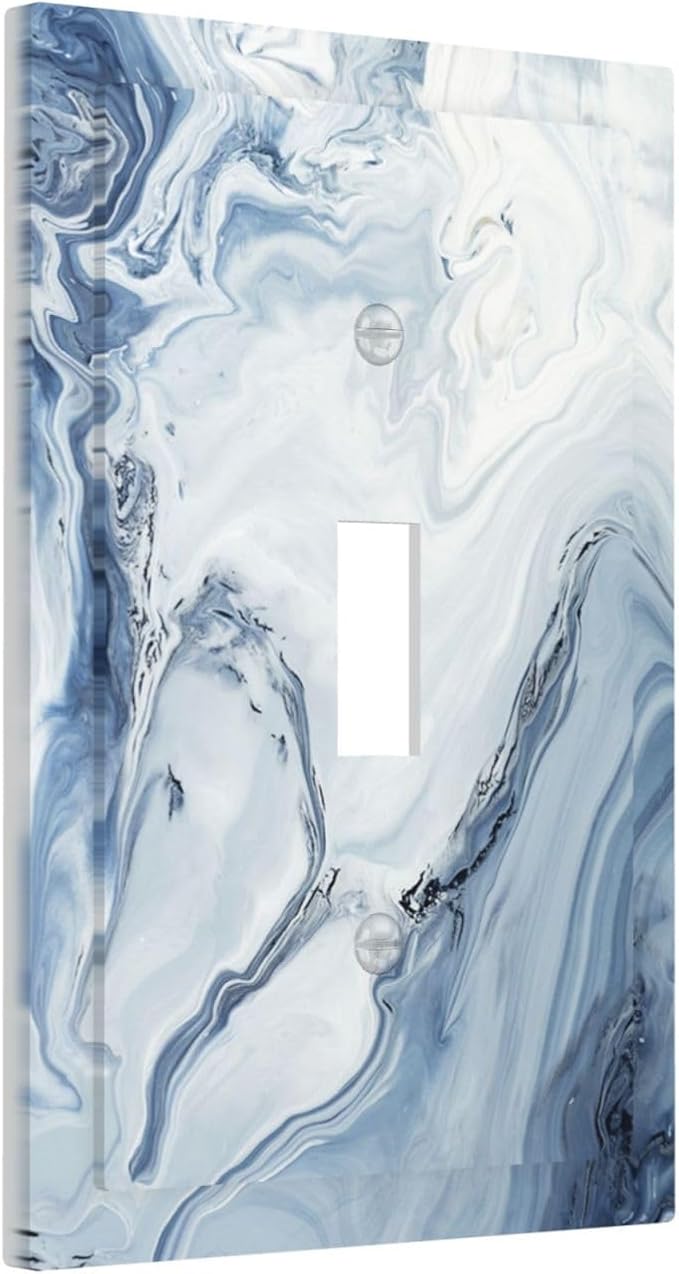 Decorative Light Switch Cover Blue Marble Pattern 1 Gang Single Toggle Decorator Outlet Wall Plate Device Electrical Faceplate Switchplates for Bedroom living Room Decor