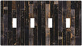Decorative Switch Plate Covers Black Farmhouse Wood Board 4 Gang Device Light Switch Cover Western Country Lodge Quad Toggle Wall Plate Electrical Faceplate for Bathroom Bedroom Home Decor