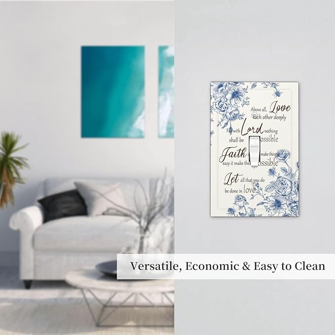 Decorative Light Switch Cover Plate Inspirational Quotes Blue Flower Floral 1 Gang Single Toggle Wall Plates for Electrical Outlet Covers Switch Plate Covers Faceplate for Bedroom Home Decor