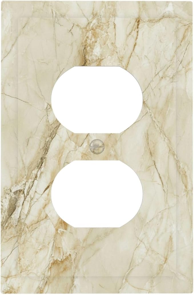Outlet Covers Creamy Beige Marble Abstract Minimalism 1 Gang Duplex Light Switch Cover Plate Decorative Wall Plates Socket Cover Electrical Switchplate for Bathroom Home Decor