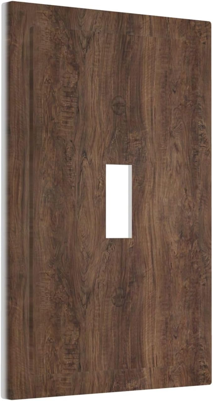 Decorative Light Switch Cover Rustic Vintage Wood Grain Brown 1 Gang Single Toggle Decorator Outlet Wall Plate Device Electrical Faceplate Switchplates for Farmhouse Cabin Decor
