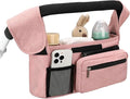 Stroller Organizer with Insulated Cup Holders - Universal Pink Baby Stroller Bag Caddy with Detachable Phone Pocket, Diaper Storage, Adjustable Straps for Uppababy, Doona, Baby Jogger, Britax