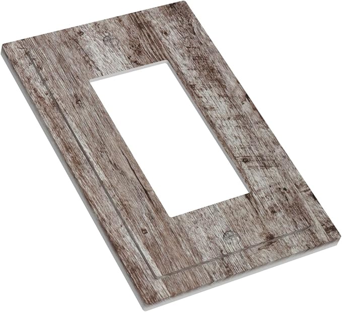 Light Switch Cover Plate Rustic Wood Grey Brown Vintage Wooden Plank 1 Gang Outlet Covers Single Rocker Decorative Switch plates Electrical Wall Plates GFCI Receptacle for Farmhouse Home Decor