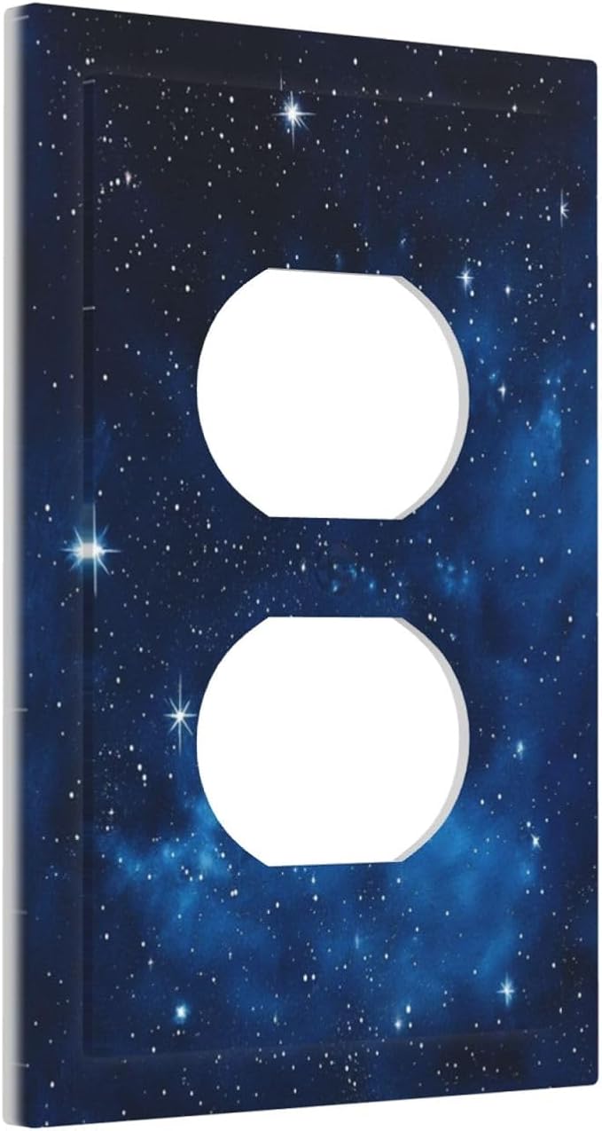 Outlet Covers Galaxy Starry Sky Universe Sparkle Stars 1 Gang Duplex Light Switch Cover Plate Decorative Wall Plates Socket Cover Electrical Switchplate for Bathroom Bedroom Decor