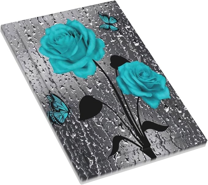1-Gang No Device Decorative Blank Receptacle Wall Plate Romantic Lover Turquoise Teal Blue Floral Rose Flower Girl Women Light Switch Jumbo Size Electrical Face Plate Cover for Unused Outlets/Switches