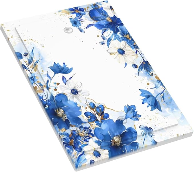 Klein Blue Flowers Watercolor Golden White Floral Light Switch Cover Plate 1 Gang No Device Blank Electrical Wall Plates Faceplate Decorative Switch Plate Covers for Bedroom Living Room Decor