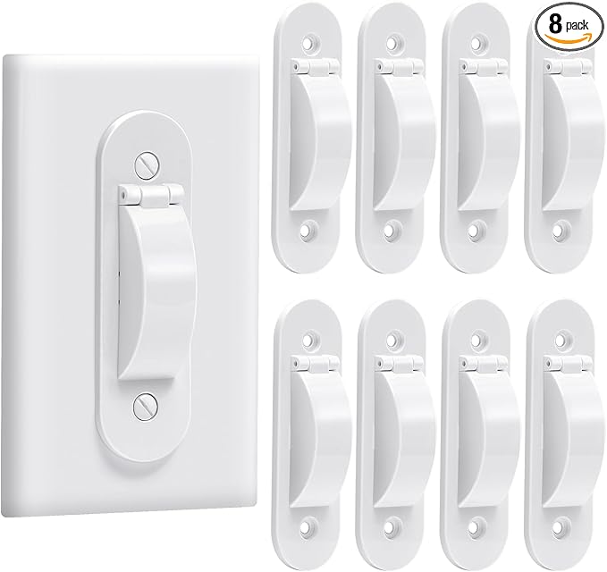 Wall Switch Guard, Child Proof Light Switch Cover Guard | Toggle Style | Light Switch Protection | Keep Toggle Switch in On or Off Position | 8 Pack, White