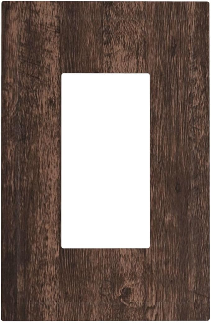 Brown Dark Wood Plank Rustic Vintage Print Decorative Outlet Covers 1 Gang Single Rocker Light Switch Cover Plate Wall Plates GFCI Faceplate for Farmhouse Home Decor