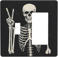 Outlet Covers Skeleton Skull Boho Hippie Dark Background 1 Toggle 1 Rocker Combination Decorative Wall Plate Electrical Switch Plates Light Switch Cover Plate For Cabin Office Decor