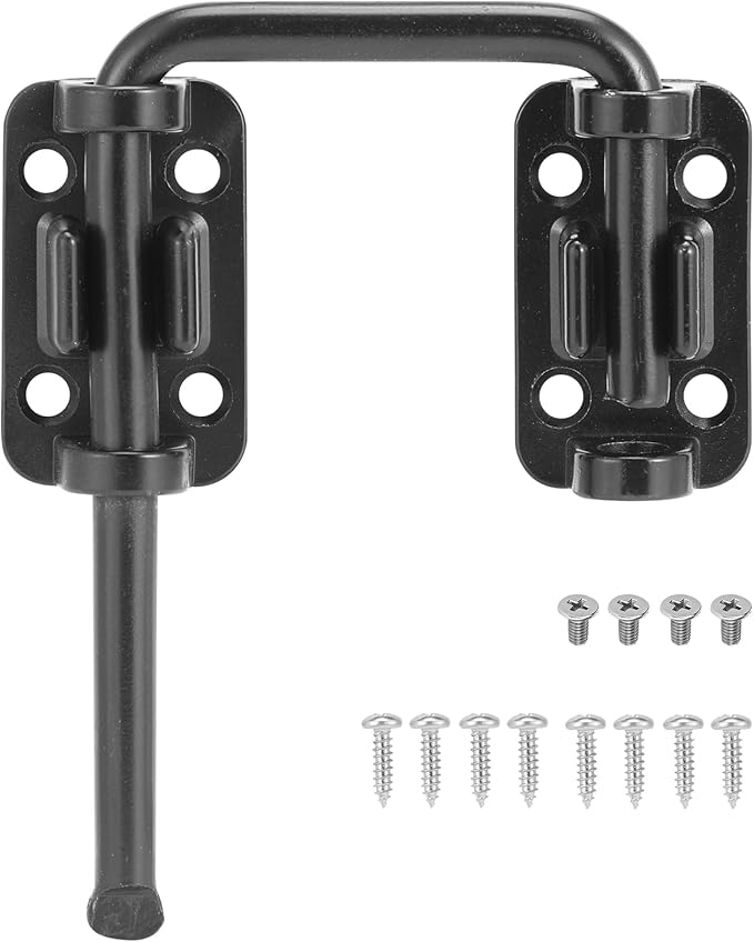 HBL' Sliding Glass Door Lock, Patio Sliding Door Child Lock & Loop Latch – Flexible for Uneven Doors, 2-3/8" Hardened Steel, Extra Home Security, Black, 1 Pack