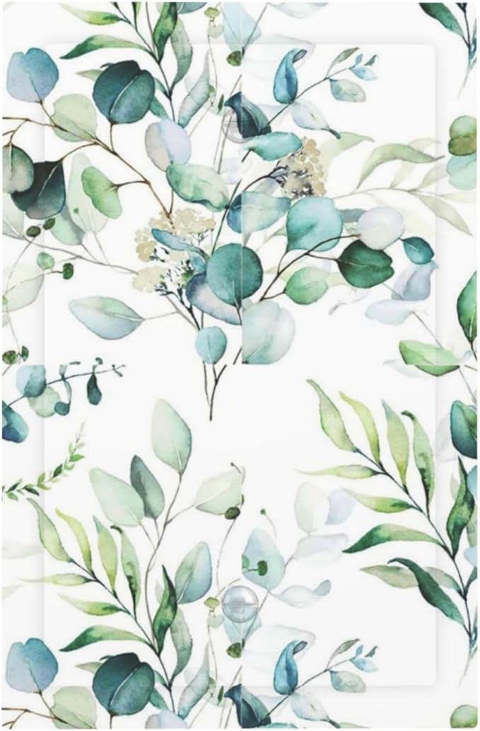 Green Olive Sage Eucalyptus Leaves 1-Gang No Device Blank Wall Plate Unused Electrical Device Receptacle Outlet Covers Decorative Light Switch Cover Switchplate