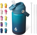 BJPKPK Insulated Water Bottle with Straw Lid, 12oz Thermo Water Bottles with Soft Nozzle, Flex Handle & Non-slip Boot, BPA Free Leak Proof Stainless Steel Metal Thermo, Tumblers, Cups,Vast