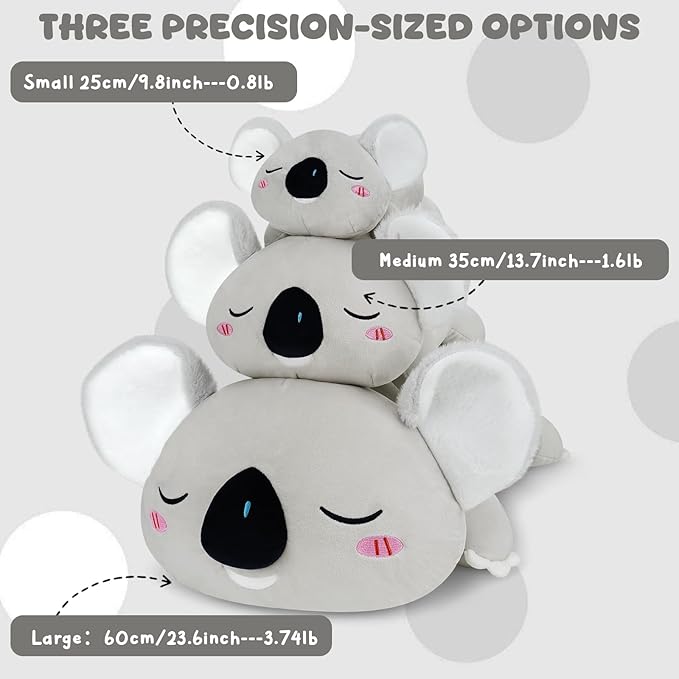 TOYSYM Weighted Stuffed Animals Koala, Koala Plush with Weighted Beads, Cute Plushie Pillow Gifts for Adults Kids Boys Girls 13.8 Inch