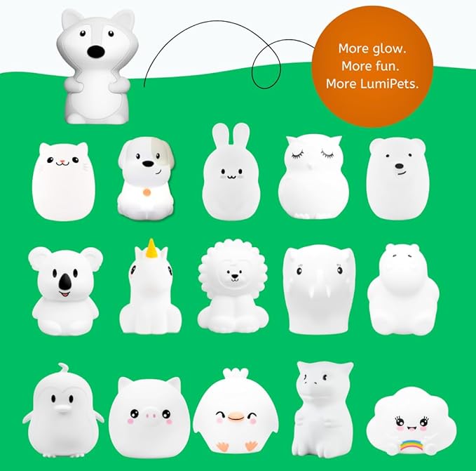 Lumipets Fiona The Fox Squishy Night Light for Kids | Silicone Mood Lamp with Tap & Remote Control | Rechargeable Color Changing Animal NightLight for Boys & Girls | Portable Nightlight with USB Cord