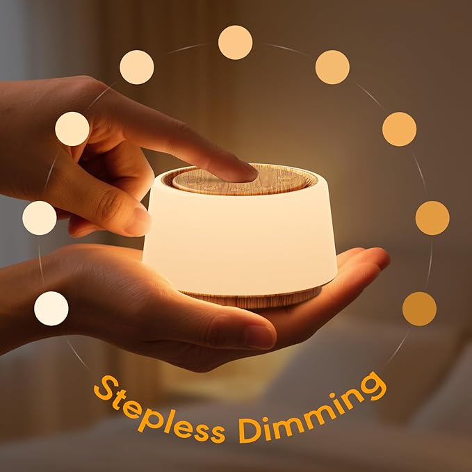 White Noise Machine with Night Light, 30 Soothing Sounds Portable Sound Machine for Baby and Adults, 10 Color Night Light, 5 Timer Options, Memory Function,Compact for Travel (Wood Grain)