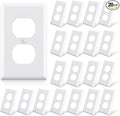 ELEGRP Duplex Receptacle Outlet Covers, 1-Gang Standard Size Wall Plates, Unbreakable Polycarbonate Dual Outlet Faceplates Covers, UL Listed, Color-matched Screws Included (20 Pack, Glossy White)