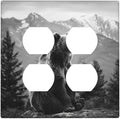 Decorative Outlet Covers Black White Bear Mountain Pine Trees Wilderness 2 Gang Decorative Switch Plate Double Duplex Wall Plates Switch Plates and Outlet Covers for Bathroom Bedroom Decor