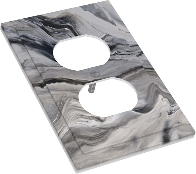 Grey And White Marble Abstract Art Print Outlet Covers 1 Gang Duplex Light Switch Cover Decorative Switch Plates Electrical Receptacle Faceplate Wall Plate for Bathroom Kitchen Decor