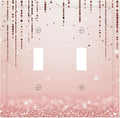 Rose Gold Pink 2-Gang Double Toggle Light Switch Plate, Draping Bead Printed Pattern Decorative Wall Plate, Modern Glam Home Decor