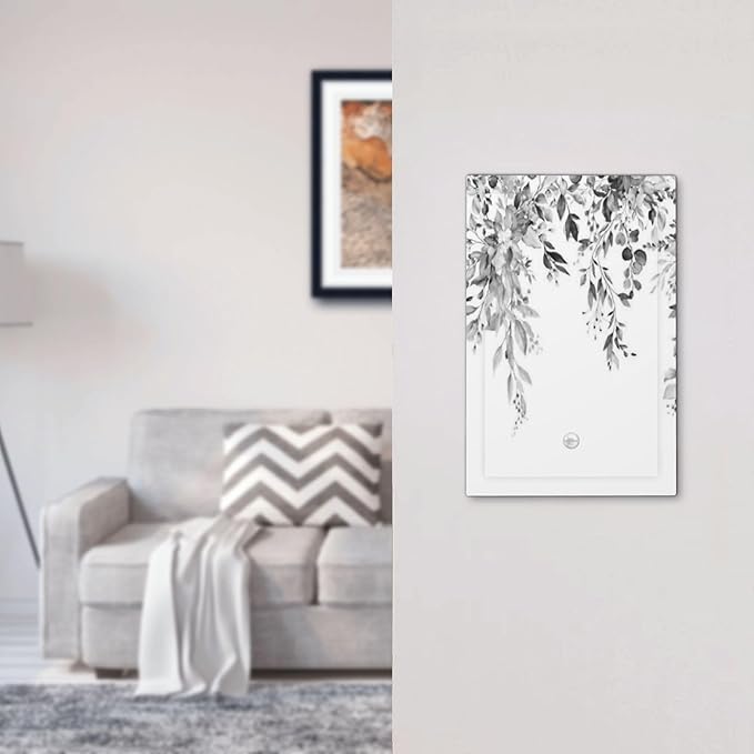 Light Switch Cover Plate Grey Floral Plant Eucalyptus Leaf Flower 1 Gang No Device Blank Electrical Wall Plates Faceplate Decorative Switch Plate For Bed Room Living Room Decor
