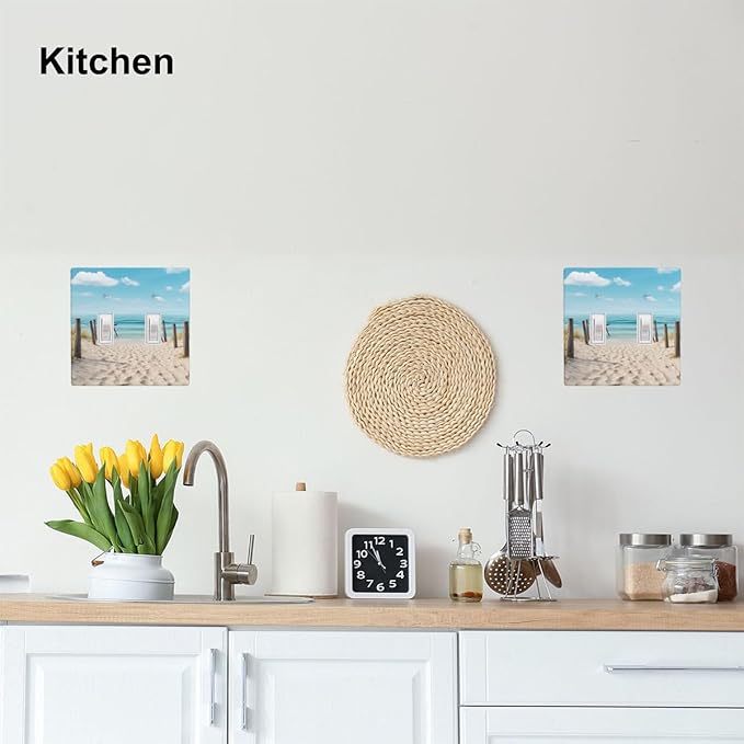 Ocean Beach Sand Clouds 2-Gang Double Toggle Switch Plate, Coastal Beach Wall Plate for Home, Beach House, Bathroom & Sunroom