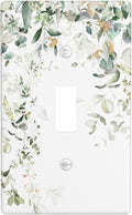 Green Leaves Watercolor Light Switch Cover Plates Decorative Single Toggle Wall Plate, 1 Gang Lightswitch Cover