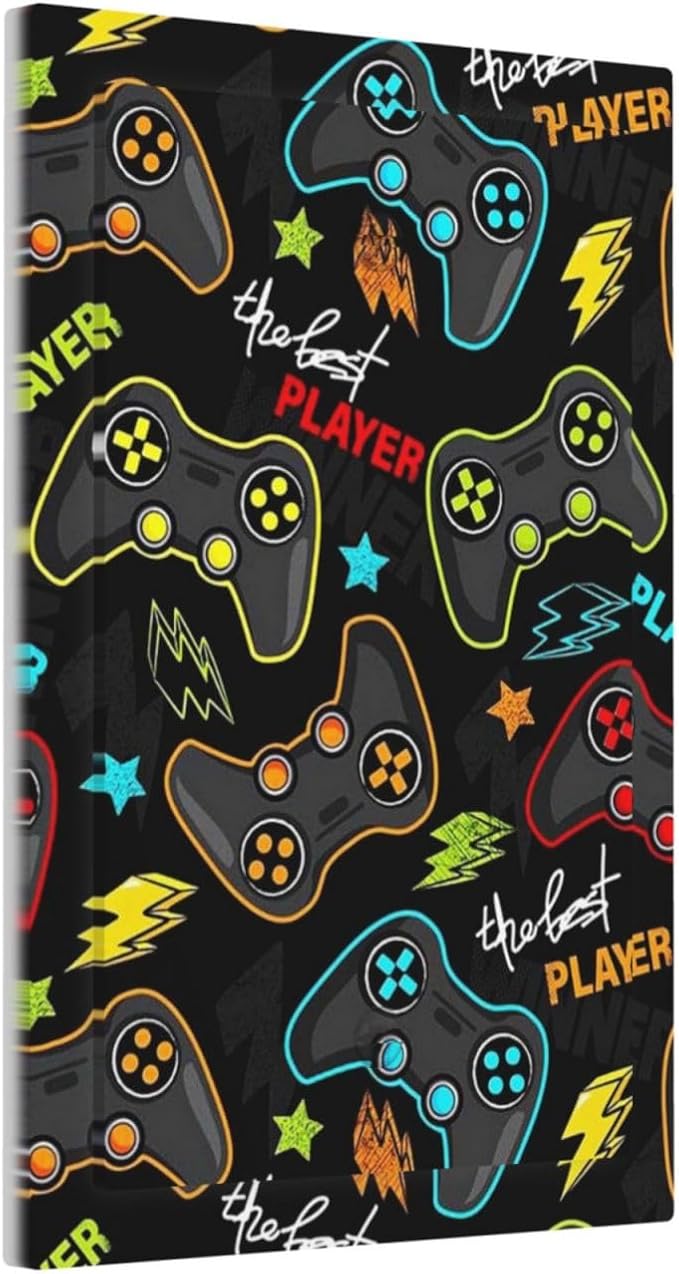 Kid Boys Gamer Gaming Game 1 Gang No Device Wall Plate Decorative Blank Light Switch Cover Switchplate Electrical Faceplate for Bathroom Home Bedroom Art Decor