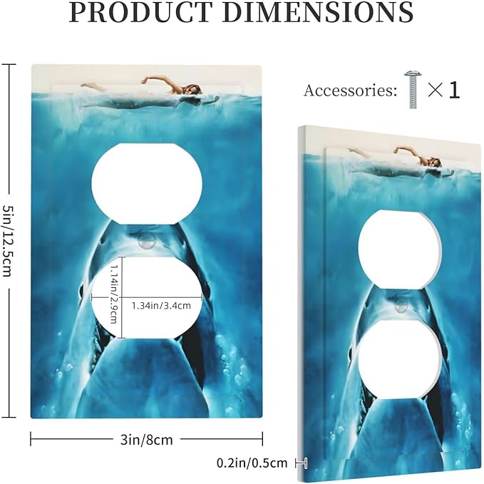Swimming Woman Funny Shark Blue Ocean Outlet Covers 1 Gang Duplex Light Switch Cover Decorative Switch Plates Electrical Receptacle Faceplate Wall Plate for Kids Room Bedroom Home Decor