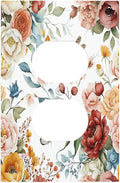 Rustic Style Colorful Peony Butterfly Dragonfly Outlet Covers 1 Gang Duplex Electrical Receptacle Faceplate Light Switch Cover Wall Plate Decorative Switch Plates for Bedroom Living Room Decor