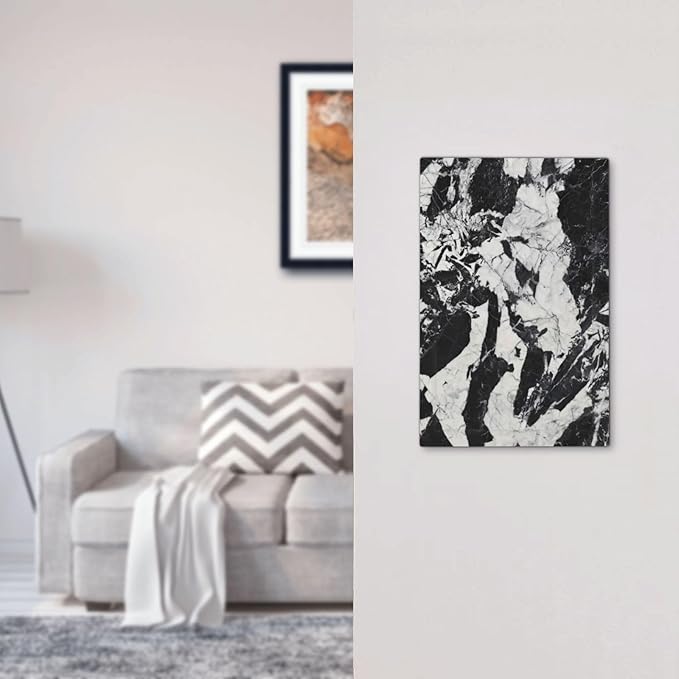 Black White Marble Abstract Luxury Light Switch Cover Plate 1 Gang No Device Blank Electrical Wall Plates Faceplate Decorative Switch Plate for Bathroom Kitchen Decor