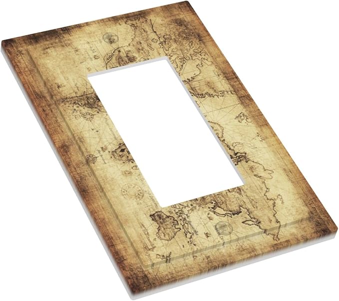 Old World Ocean Map 1 Gang Rocker/Decora Outlet Light Switch Wall Plate Cover Faceplate Decorative Switchplate Kitchen Home Bedroom Decorate