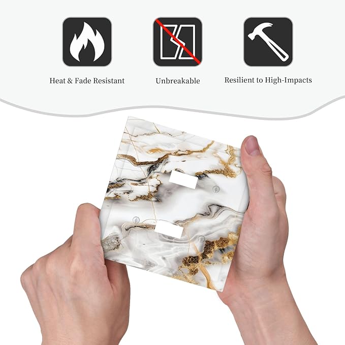 Luxurious Marble Abstract White Gold Tile Modern Simplicity Decorative Switch Plates 2 Gang Double Toggle Outlet Light Switch Cover Wall Plate Electrical Faceplate for Bathroom Kitchen Decor