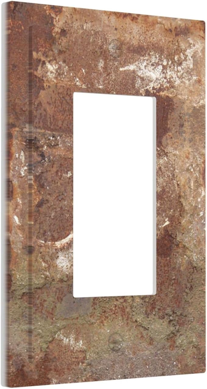 Decorative Outlet Covers Shabby Old Aged Rusty Antique Brass Metal 1 Gang Single Rocker Light Switch Cover Plate Wall Plates Gfci Faceplate For Farmhouse Cabin Decor