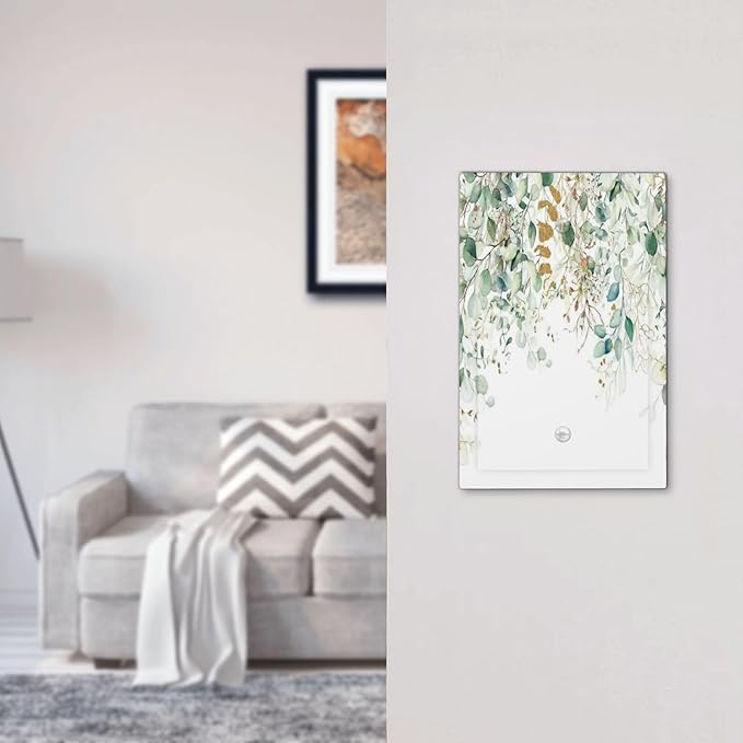 Gold Green Eucalyptus Leaves Plants Flowers Floral Light Switch Cover Plate 1 Gang No Device Blank Electrical Wall Plates Faceplate Decorative Switch Plate Covers for Bedroom Living Room Decor