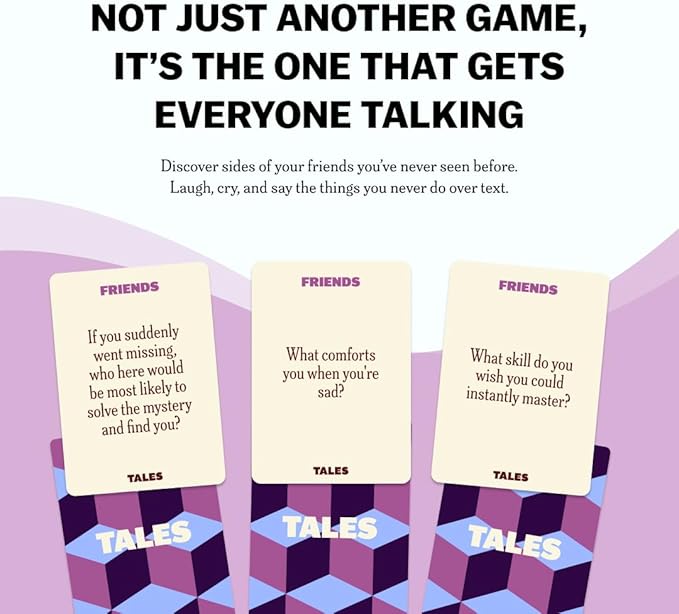 TALES 150 Conversation Cards, Friends Edition, Fun Friend Games for Adults, Teens, Kids, Perfect for Parties, Game Nights, Gifts & Gatherings, Conversations with Friends, Meaningful Connections