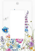 Decorative Outlet Covers Boho Colorful Flowers Plants And Dragonflies 1 Gang Single Rocker Light Switch Cover Plate Wall Plates GFCI Faceplate for Bedroom living Room Decor