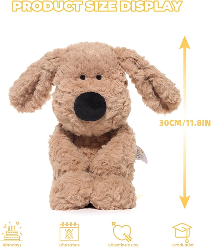 Stuffed Animals Adorable Dog Plush Toys 11.8 inches Soft and Comfort Danny Dog Plush Toy Gift for Kids, Brown