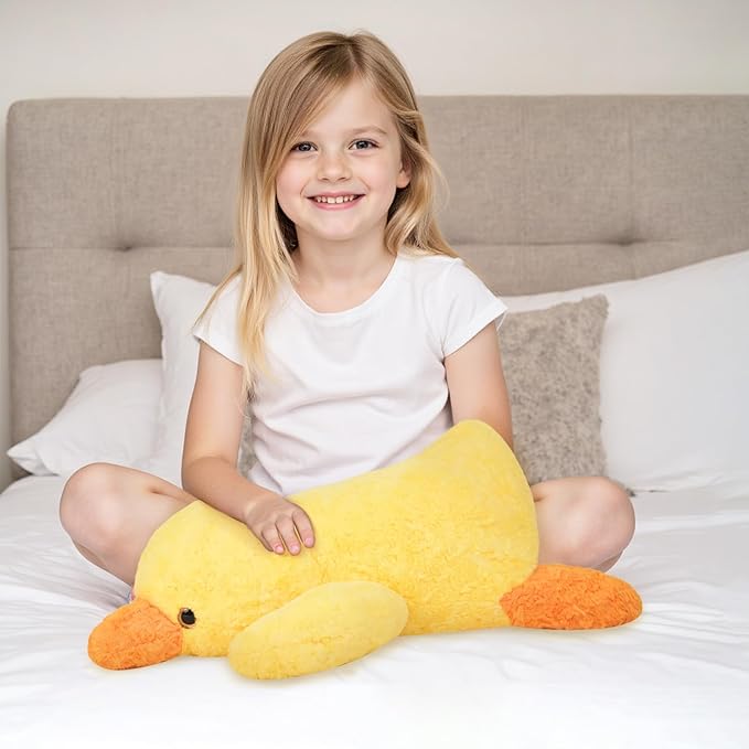Niuniu Daddy 20" | 3.3 Pound Weighted Duck Stuffed Animals for Adults Kids, Giant Weighted Yellow Duck Plush Toy with Soft Fur, Big Fluffy Body Pillow for Large Cute Present Christmas Birthday