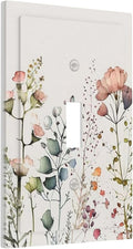 Beige Wild Flower Floral Blossom Single Toggle Light Switch Plate Outlet Cover Decorative One Device Wall Plate 1-Gang Electrical Switch Faceplate