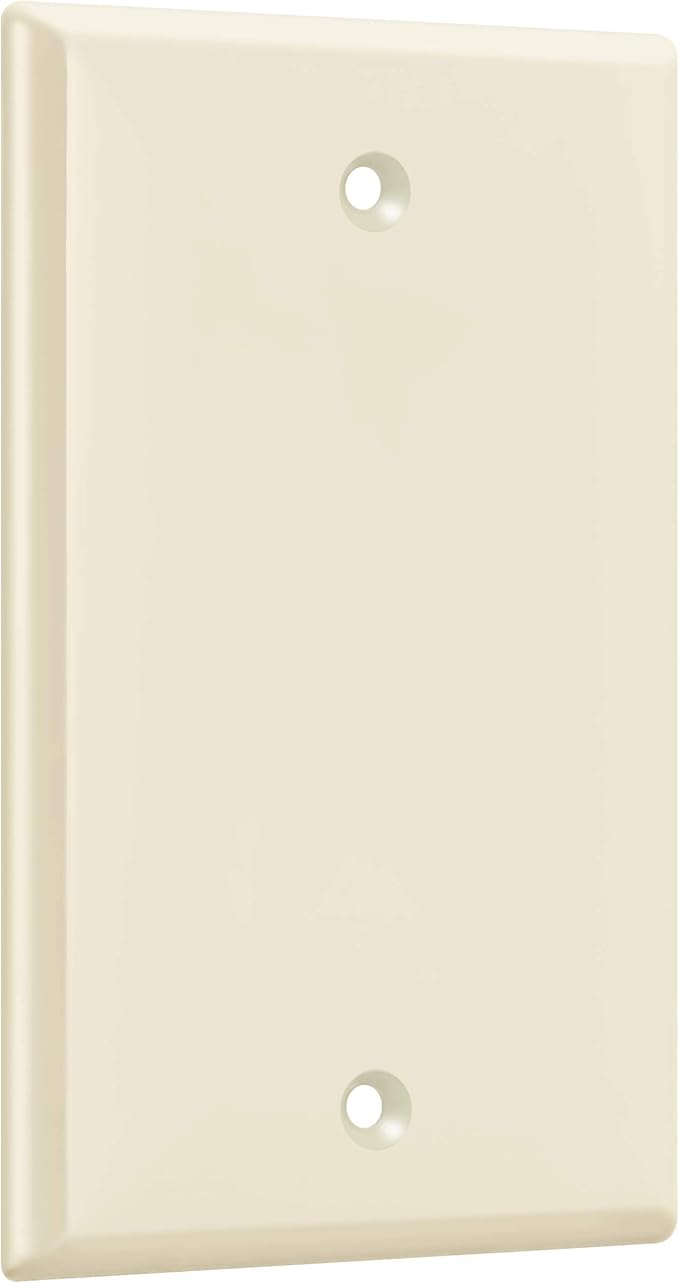 ENERLITES Blank Device Wall Plate, Gloss Finish, Standard Size 1-Gang 4.50" x 2.76", Polycarbonate Thermoplastic, 8801-LA-10PCS, Light Almond (10 Pack)