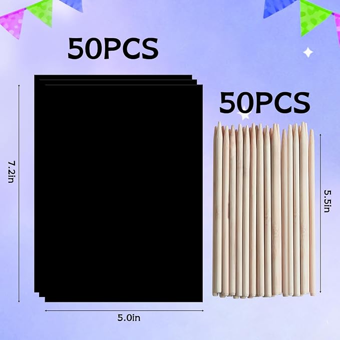 ZMLM Scratch Paper Art Crafts Kids Gifts, 100PCS Rainbow Scratch Paper Art for 3 4 5 6 7 8 9 Years Old Girls Boys, Arts and Crafts for Kids 4-6, Birthday Gifts Toys and Party Favors (Blue)