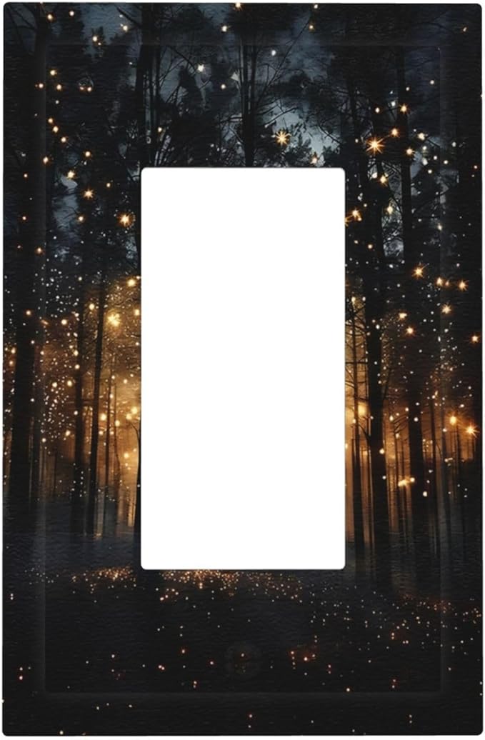 Whimsical Nature Enchanted Forest Landscape Decorative Outlet Covers 1 Gang Single Rocker Light Switch Cover Plate Wall Plates GFCI Faceplate for Bedroom Living Room Decor